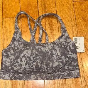 NWT Lululemon | Gray & White Tie Dye Energy Sports Bra | Strappy | Size 4.